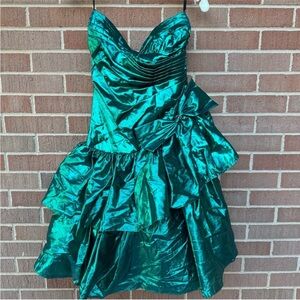 Gunne Sax by Jessica McClintock vintage metallic green 80’s dress size 7/8